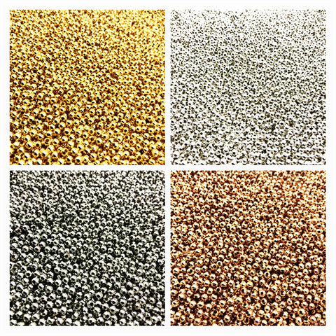 500/200/50pcs 2/4/6mm Gold/Silver/Bronze Tone Metal Beads Smooth Ball Spacer Beads For Jewelry Making